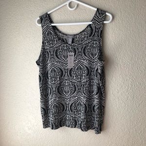 Chico’s NWT black/white print knit tank.
